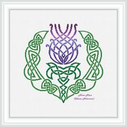 Cross stitch pattern Thistle celtic knot ornament silhouette flower viking Scotland Scandinavia counted patterns PDF