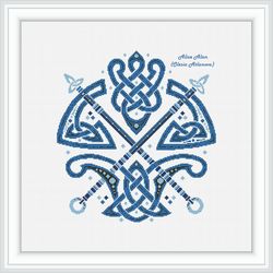 Cross stitch pattern Axes viking crown celtic knot ornament ethnic abstract monochrome counted crossstitch patterns PDF