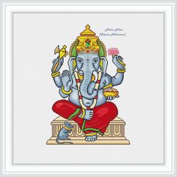Cross stitch pattern Ganesha Ganapati god wisdom prosperity Elephant ethnic India Hinduism counted crossstitch patterns