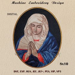 Virgin in Prayer oval embroidery design