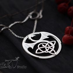 Pendant Dragon Trinity | Trinity symbol | Fantasy dragon | Handmade jewelry
