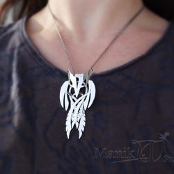 Pendant Symbol of Wisdom | Jewelry birds | flying owl | Pendant owl