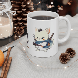 Japanese Cat Mug, Mug, Ceramic Mug, Custom Mug, 11oz Mug, Cat Mug