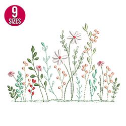 Wildflowers embroidery design, Machine embroidery pattern, Instant Download