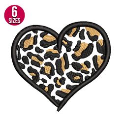 Leopard Print Heart embroidery design, Machine embroidery pattern, Instant Download