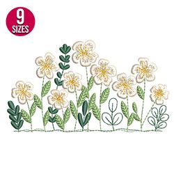 Wildflowers embroidery design, Garden, Machine embroidery pattern, Instant Download