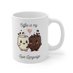 Coffee Is My Love Language, Cute Mugs, Ceramic Mugs, Cartoon Mugs, Quote Mugs