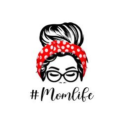 mom life messy bun polka dot bandana png
