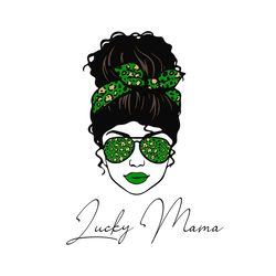 lucky mama messy bun st patrick day png
