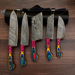damascus steel chef knife ensemble - 5 superior quality pieces