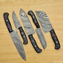masterpiece damascus steel chef knife set - 5 pieces knife set