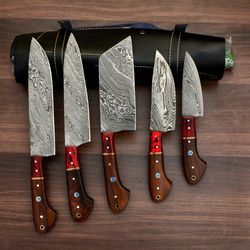 damascus steel chef knife set - complete 5-piece ensemble