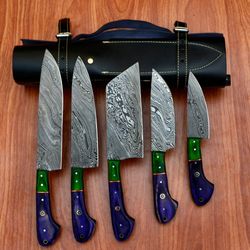 handcrafted damascus chef knife set - 5 superior blades
