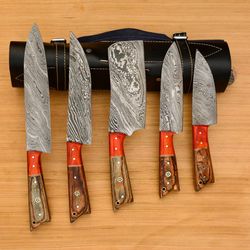 artisan damascus chef knife set - 5 handcrafted tools