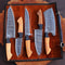 Handmade Damascus Steel Chef Knives Kitchen Set With Leather Bag 2