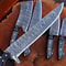 Handmade Damascus Steel Chef Knives Kitchen Set With Leather Bag Wooden Handles 2
