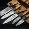 Handmade Twist Damascus Chef Knife Set Of 5 With Wooden Bolsters Sheath 0