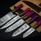 Handmade Twist Damascus Chef Knife Set Of 5 With Hardwood Handles Wooden Bolsters 0