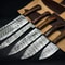 Handmade Twist Damascus Chef Knife Set Of 5 With Wooden Bolsters 0