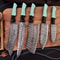 5Piece Custom Handmade Damascus Steel Chef Knife Set Kitchen Cutlery 0