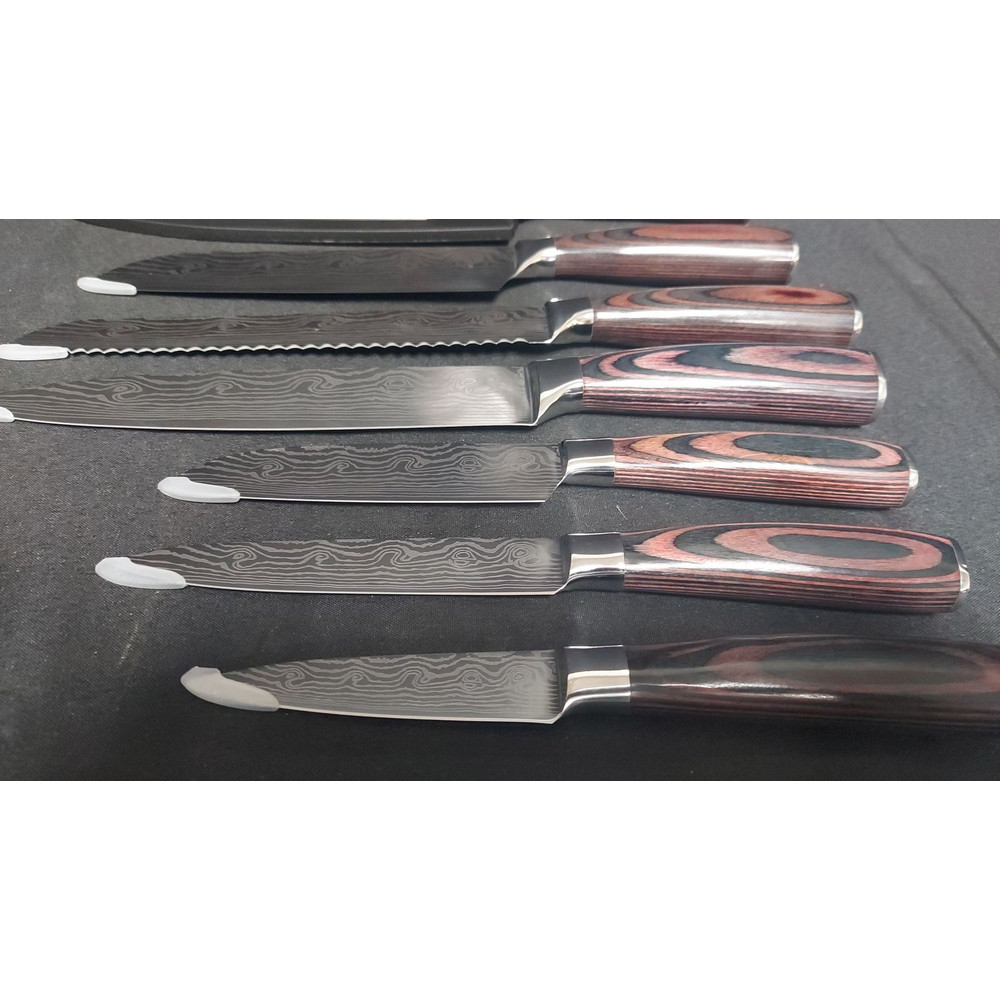 7Piece Imperial Japanese Style Chef Knives Set Damascus Pattern Kitchen Cutlery 3