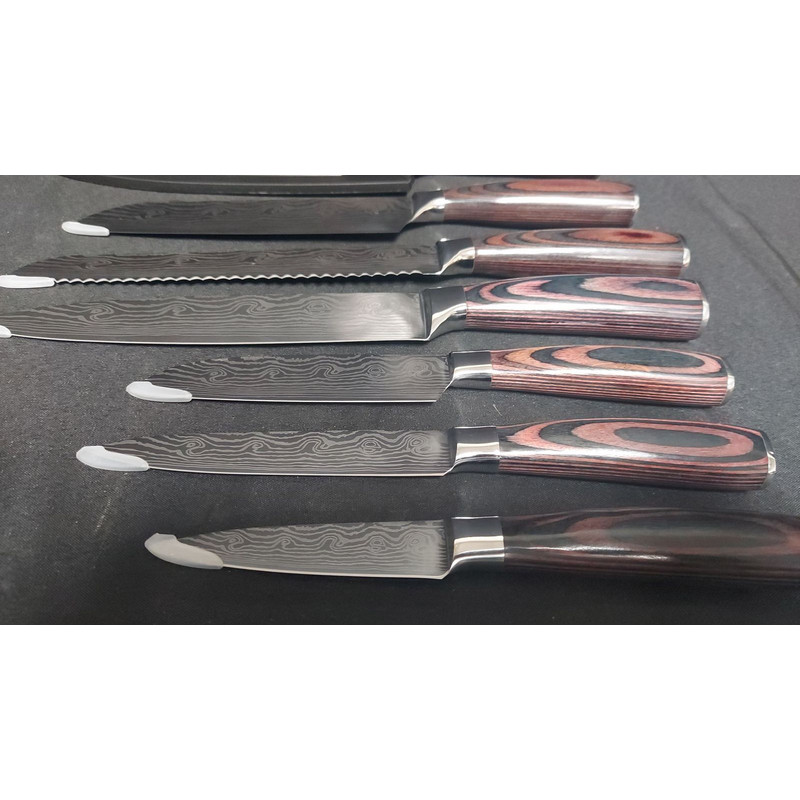 7Piece Imperial Japanese Style Chef Knives Set Damascus Pattern Kitchen Cutlery 3