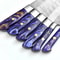 Custom Handmade Damascus Steel Kitchen Chef Knife Set 6Piece With Leather Roll Purple Wood Handle 2
