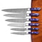 Custom Handmade Damascus Steel Kitchen Chef Knife Set 6Piece With Leather Roll Purple Wood Handle 0