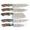 Handmade Damascus Steel 5Piece Chef Knife Set Outdoor Kitchen Knives With Rosewood Resin Bolsters 0