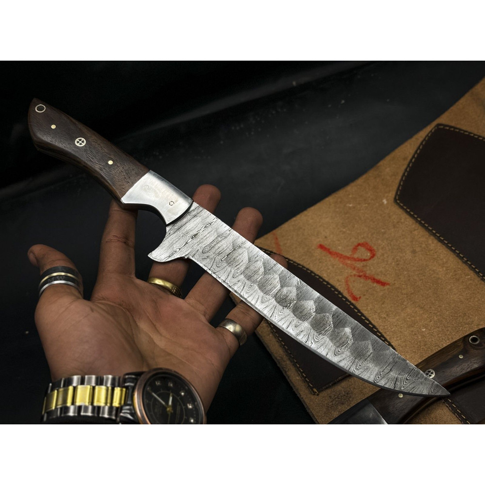 Handmade Chef Knife Twist Damascus Steel Set Of 5 Hardwood Handle With Steel Bolster Full Tang ED 1