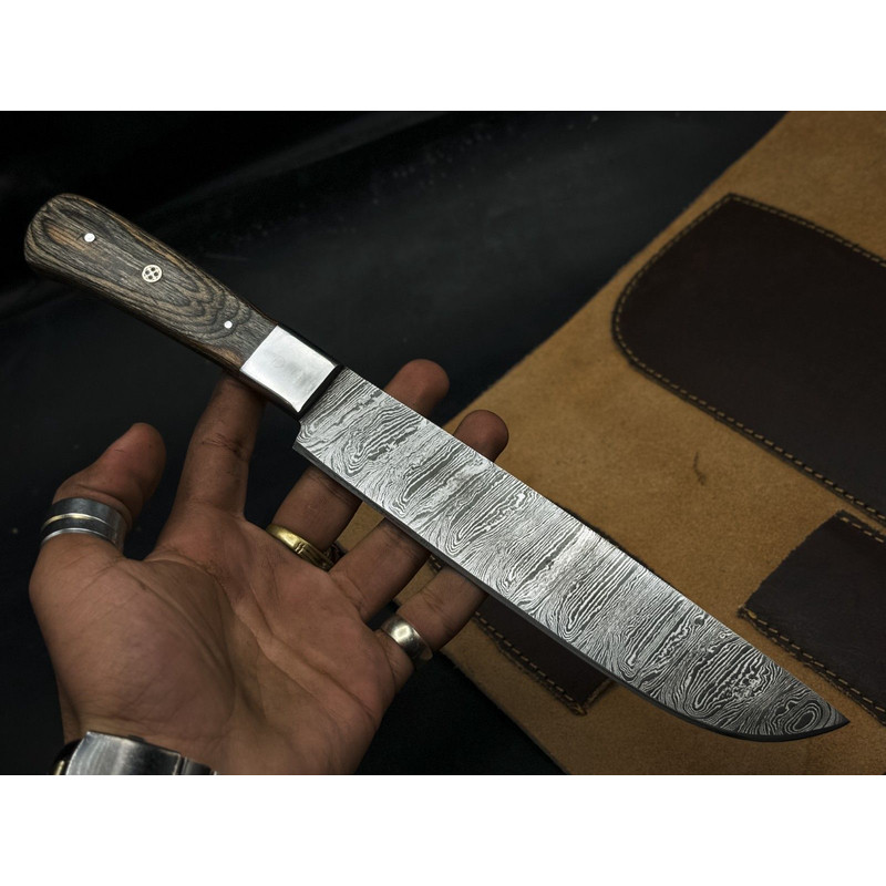 Handmade Chef Knife Set Of 5 Twist Damascus Steel Hardwood Handle Steel Bolster Full Tang EDC K 1