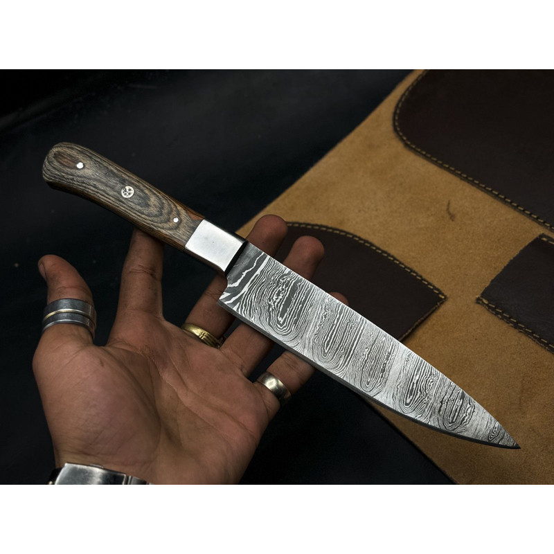 Handmade Chef Knife Set Of 5 Twist Damascus Steel Hardwood Handle Steel Bolster Full Tang EDC K 2