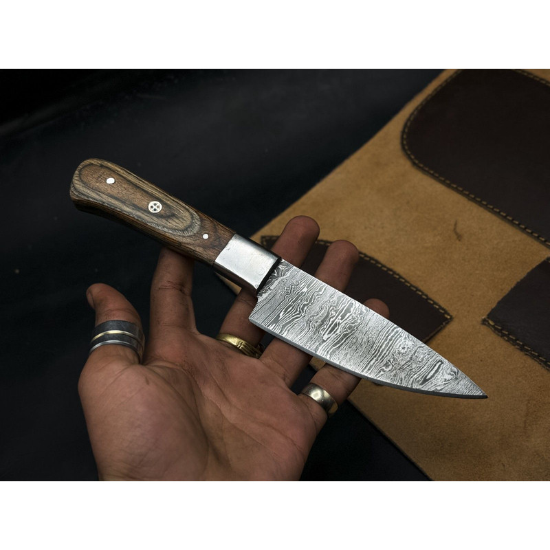 Handmade Chef Knife Set Of 5 Twist Damascus Steel Hardwood Handle Steel Bolster Full Tang EDC K 3