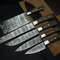 Handmade Chef Knife Set Of 5 Twist Damascus Steel Hardwood Handle Steel Bolster Full Tang EDC K 0