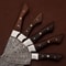 Handmade Damascus Steel Outdoor Kitchen Chef Knife Set Of 5 Rose Wood Handle Full Tang With Leath 1