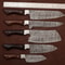 Handmade Damascus Steel Outdoor Kitchen Chef Knife Set Of 5 Rose Wood Handle Full Tang With Leath 0