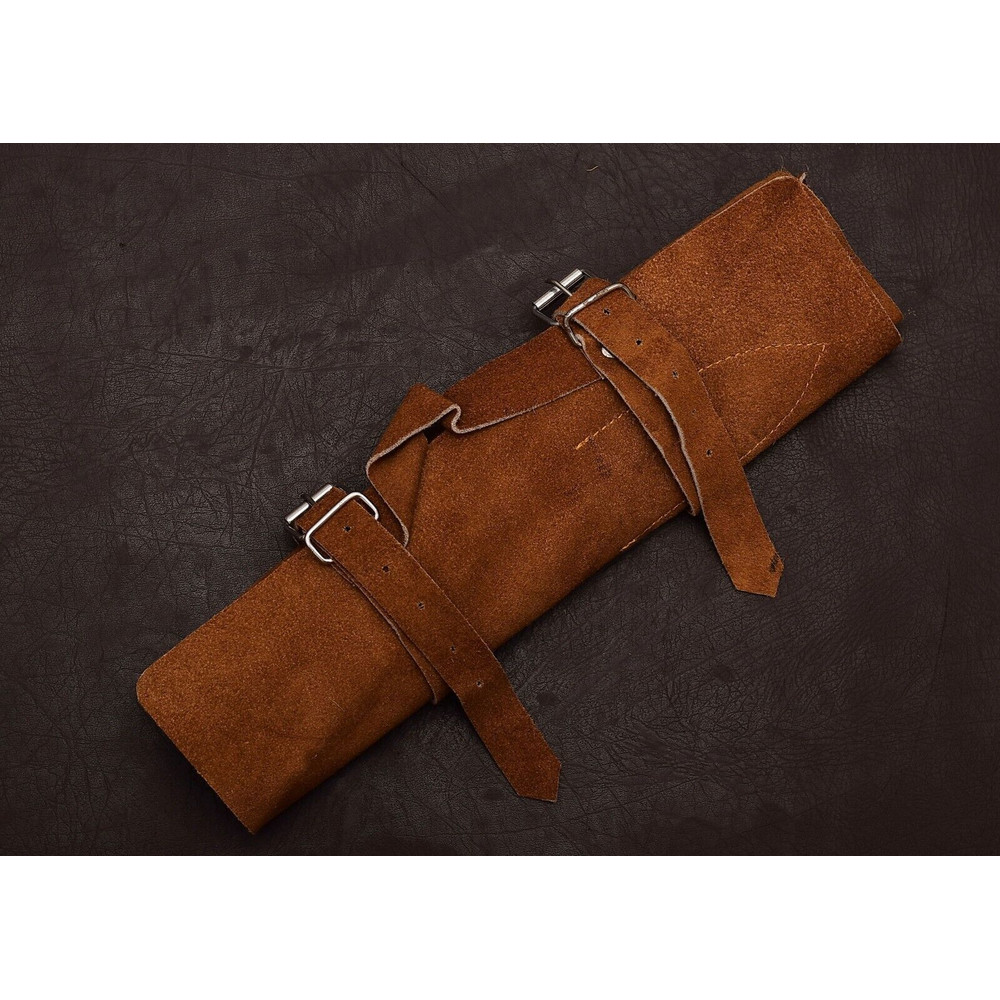 Handmade Damascus Steel Outdoor Kitchen Chef Knife Set Of 5 Hard Wood Handle Full Tang With Leath 2