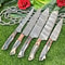 Lot Of 5 Custom Handmade Damascus Steel Chef Knife Set Full Tang Kitchen Knives With Hardwood Hand 1