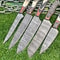Lot Of 5 Custom Handmade Damascus Steel Chef Knife Set Full Tang Kitchen Knives With Hardwood Hand 3