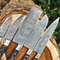 Custom Handmade Damascus Steel Kitchen Chef Knife Set With Wood Handles Leather Roll Bag 5Piece H 1