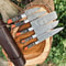 Custom Handmade Damascus Steel Kitchen Chef Knife Set With Wood Handles Leather Roll Bag 5Piece H 2