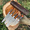 Custom Handmade Damascus Steel Kitchen Chef Knife Set With Wood Handles Leather Roll Bag 5Piece H 0