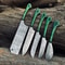 Custom Handmade Damascus Steel Kitchen Chef Knife Set With Wood Handles Leather Roll Bag 2