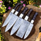 Handmade Hand Forged Damascus Steel BBQ Chef Kitchen Knife Set 5Piece With Leather Sheath 0