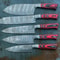 Chef Knife Hand Forged Damascus Steel Custom Made Kitchen Knife Set With Leather Sheath 2