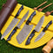 5Piece Damascus Steel Chef Knives Set Handmade Cooking Knife Set With Leather Holder 1