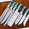 Handmade Damascus Steel Chef Knife Set 5 Pcs Outdoor Kitchen Cooking Knives With Corian Handle Br 2