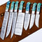 Handmade Damascus Steel Chef Knife Set 5 Pcs Outdoor Kitchen Cooking Knives With Corian Handle Br 0