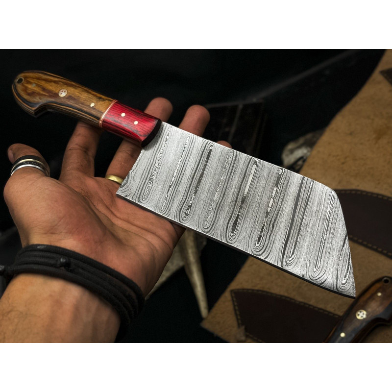 Handmade Damascus Steel Chef Knife Set Of 5 Wooden Bolster Full Tang Knives With Sheath 1