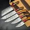 Handmade Damascus Steel Chef Knife Set Of 5 Wooden Bolster Full Tang Knives With Sheath 0